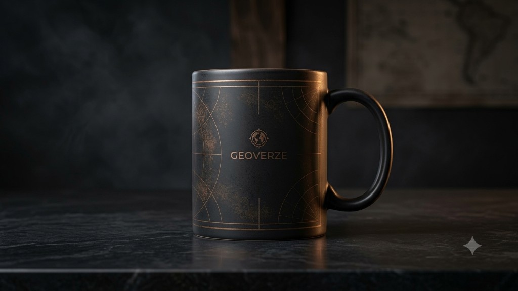GEOverze Antique Expedition Mug — vintage map glaze inspired by old-world exploration