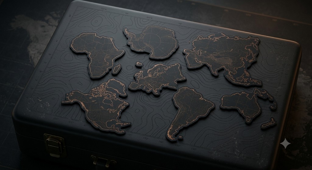 GEOverze Continent Sticker Set — seven matte-finish landmass stickers